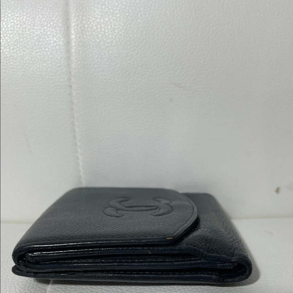 Authentic CHANEL Timeless CC Logo Caviar Leather Wallet